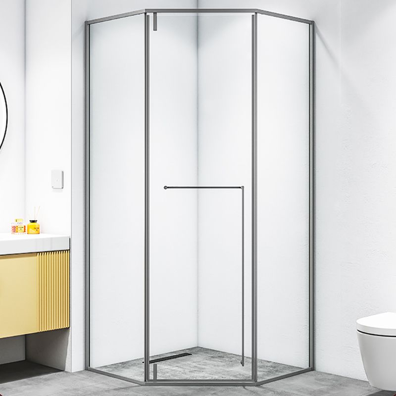 Black and Gray Shower Enclosure Neo-Angle Easy Clean Glass Shower Stall Clearhalo 'Bathroom Remodel & Bathroom Fixtures' 'Home Improvement' 'home_improvement' 'home_improvement_shower_stalls_enclosures' 'Shower Stalls & Enclosures' 'shower_stalls_enclosures' 'Showers & Bathtubs' 1200x1200_79edc27d-77f7-43c2-8858-d1cf36ba9a27