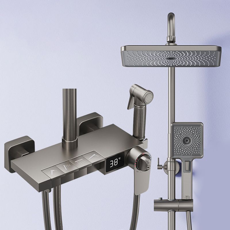 Contemporary Style Brass Shower Faucet Adjustable Spray Pattern Wall Mounted Shower Combo Clearhalo 'Bathroom Remodel & Bathroom Fixtures' 'Home Improvement' 'home_improvement' 'home_improvement_shower_faucets' 'Shower Faucets & Systems' 'shower_faucets' 'Showers & Bathtubs Plumbing' 'Showers & Bathtubs' 1200x1200_79f1e3d9-0e50-457e-af32-554bb24e911f