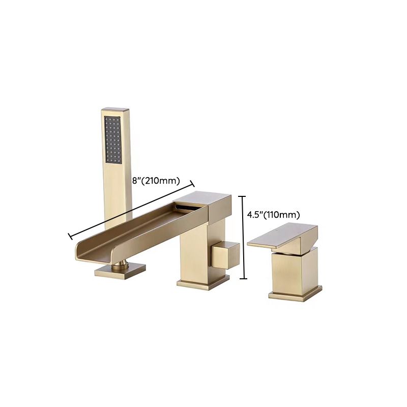 Traditional Deck Mounted Roman Tub Faucet Copper Low Arc Roman Tub Faucet Set Clearhalo 'Bathroom Remodel & Bathroom Fixtures' 'Bathtub Faucets' 'bathtub_faucets' 'Home Improvement' 'home_improvement' 'home_improvement_bathtub_faucets' 1200x1200_79ff5f85-a806-4ca6-95e8-f2f42959f1f8