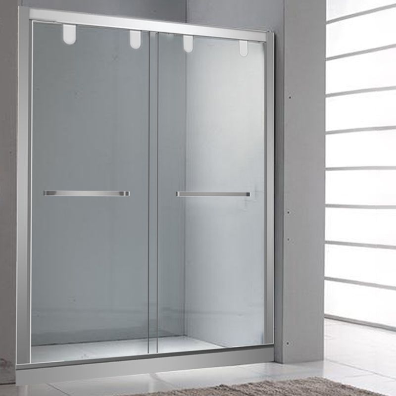 Single Sliding Semi-Frameless Shower Doors Tempered Clear Shower Door Clearhalo 'Bathroom Remodel & Bathroom Fixtures' 'Home Improvement' 'home_improvement' 'home_improvement_shower_tub_doors' 'Shower and Tub Doors' 'shower_tub_doors' 'Showers & Bathtubs' 1200x1200_7a081203-6e2b-42ff-9fee-a5622040d69a