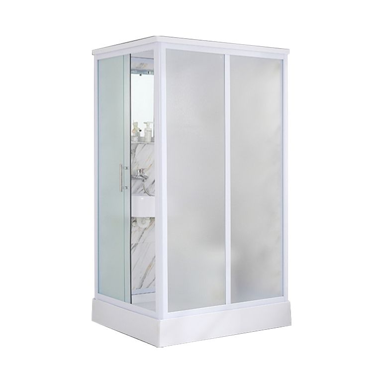 Rectangular Shower Stall Single Sliding Door Frosted Glass Shower Room Clearhalo 'Bathroom Remodel & Bathroom Fixtures' 'Home Improvement' 'home_improvement' 'home_improvement_shower_stalls_enclosures' 'Shower Stalls & Enclosures' 'shower_stalls_enclosures' 'Showers & Bathtubs' 1200x1200_7a1a0b58-7b3f-40b6-a61c-a73c81158f7b