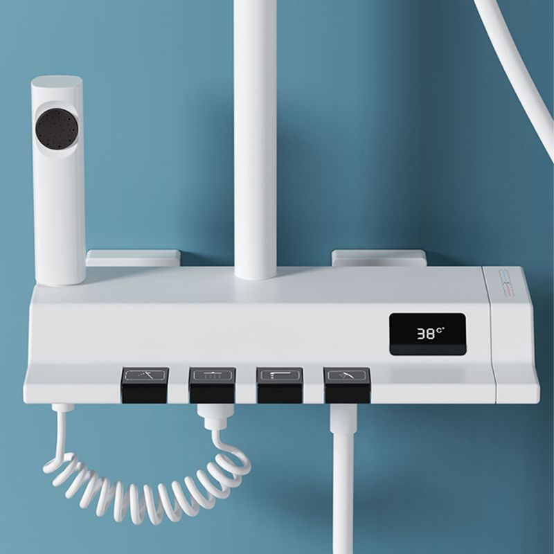 Modern Shower Head Combo Stainless Steel Slide Bar Included Wall Mounted Shower System Clearhalo 'Bathroom Remodel & Bathroom Fixtures' 'Home Improvement' 'home_improvement' 'home_improvement_shower_faucets' 'Shower Faucets & Systems' 'shower_faucets' 'Showers & Bathtubs Plumbing' 'Showers & Bathtubs' 1200x1200_7a295b9b-453f-445b-8e18-81952a2f397c