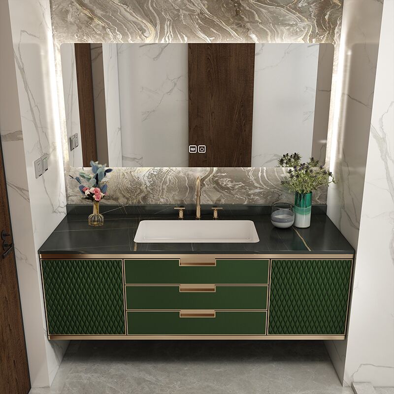 Gorgeous Green Sink Vanity Wall Mount Wooden Bathroom Vanity with Drawers Clearhalo 'Bathroom Remodel & Bathroom Fixtures' 'Bathroom Vanities' 'bathroom_vanities' 'Home Improvement' 'home_improvement' 'home_improvement_bathroom_vanities' 1200x1200_7a3b9838-523d-4d99-b221-60509af0ad0b