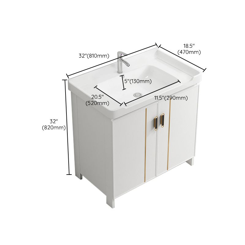 Glam Vanity Rectangle Mirror Metal Frame White Bathroom Vanity with Single Sink Clearhalo 'Bathroom Remodel & Bathroom Fixtures' 'Bathroom Vanities' 'bathroom_vanities' 'Home Improvement' 'home_improvement' 'home_improvement_bathroom_vanities' 1200x1200_7a41f0d7-87ce-4291-8903-d3e749ba35cd