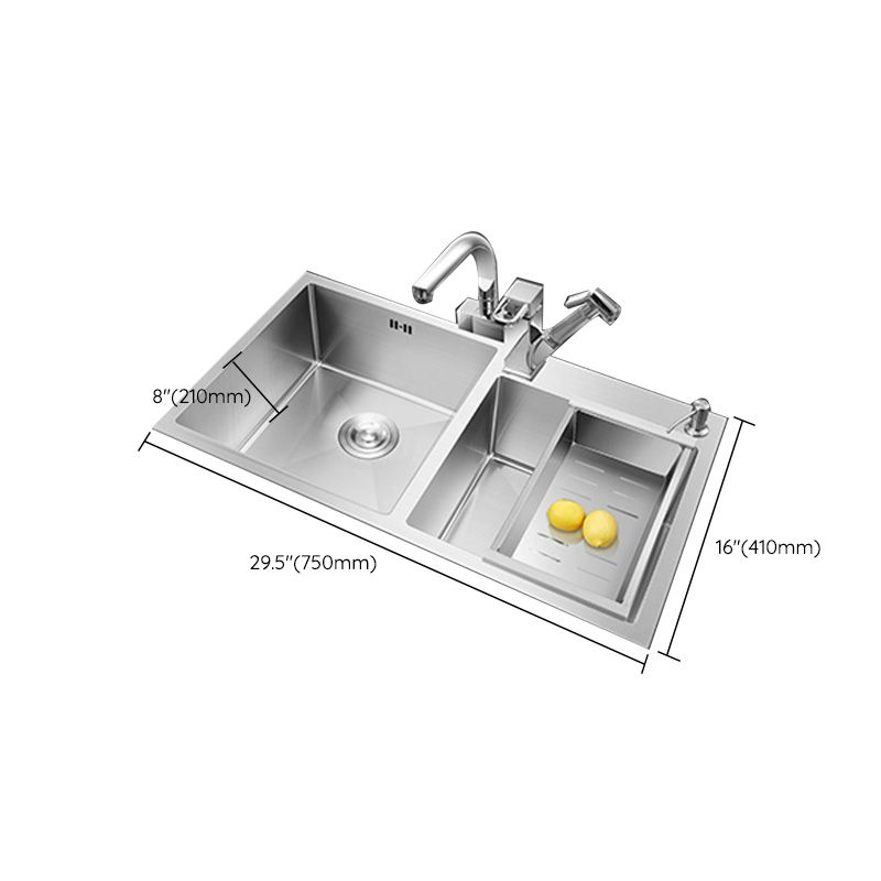 Contemporary Stainless Steel Kitchen Sink Double Basin Sink with Drain Assembly Clearhalo 'Home Improvement' 'home_improvement' 'home_improvement_kitchen_sinks' 'Kitchen Remodel & Kitchen Fixtures' 'Kitchen Sinks & Faucet Components' 'Kitchen Sinks' 'kitchen_sinks' 1200x1200_7a4daca7-7ce9-42f1-8542-3354c22719d3
