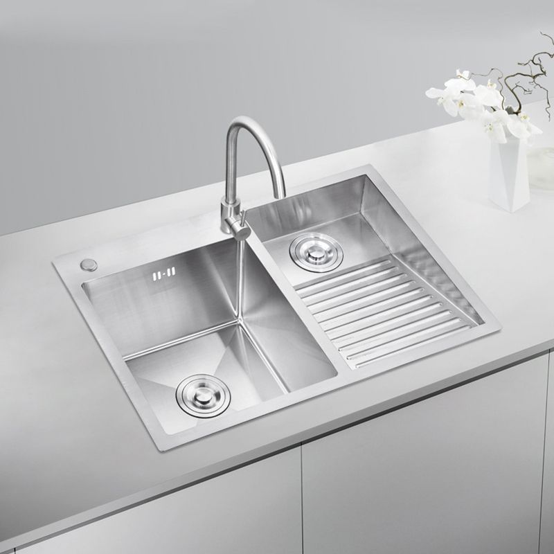 Modern Kitchen Sink Stainless Steel Double Sink with Accessories and Faucet Workstation Clearhalo 'Home Improvement' 'home_improvement' 'home_improvement_kitchen_sinks' 'Kitchen Remodel & Kitchen Fixtures' 'Kitchen Sinks & Faucet Components' 'Kitchen Sinks' 'kitchen_sinks' 1200x1200_7a6c425c-a514-4c6f-bf40-ff18f9e012d0