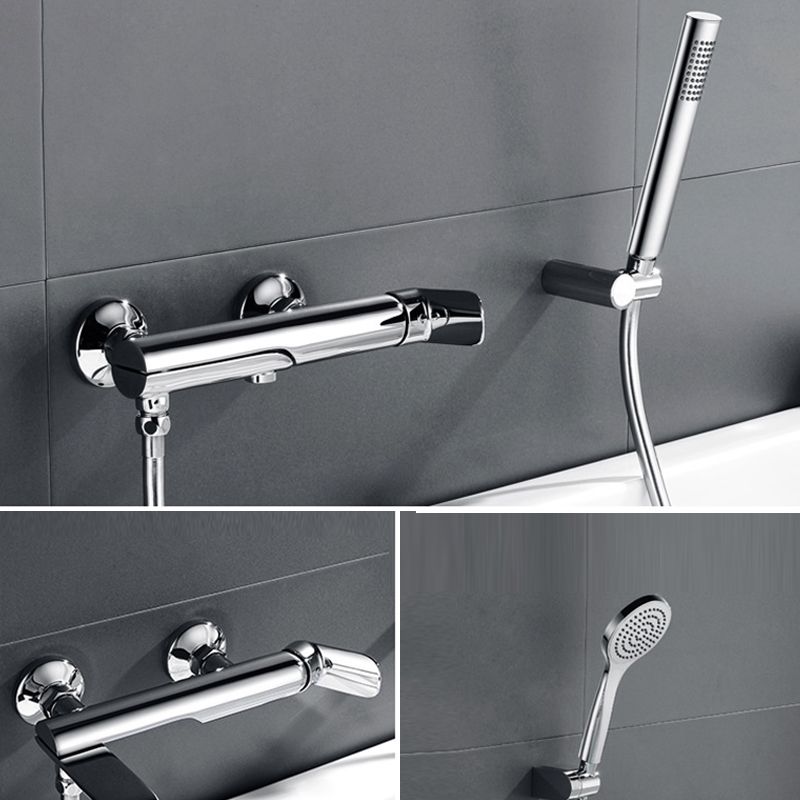 Contemporary Wall Mounted Copper Freestanding Tub Filler Single Handle Faucet Clearhalo 'Bathroom Remodel & Bathroom Fixtures' 'Bathtub Faucets' 'bathtub_faucets' 'Home Improvement' 'home_improvement' 'home_improvement_bathtub_faucets' 1200x1200_7a72d332-20d7-4fa5-81f3-9a1889028502