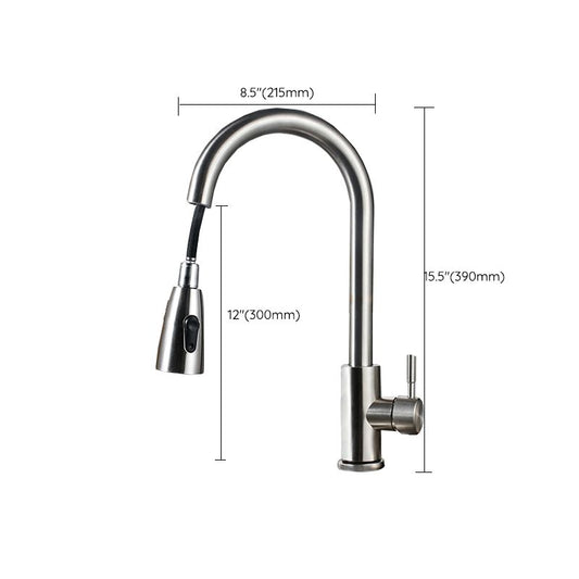 Modern Style Kitchen Faucet 304 Stainless Steel High Arc Pull Down Kitchen Faucet Clearhalo 'Home Improvement' 'home_improvement' 'home_improvement_kitchen_faucets' 'Kitchen Faucets' 'Kitchen Remodel & Kitchen Fixtures' 'Kitchen Sinks & Faucet Components' 'kitchen_faucets' 1200x1200_7a86f311-53ea-4c29-b45c-4d5eb5b00037