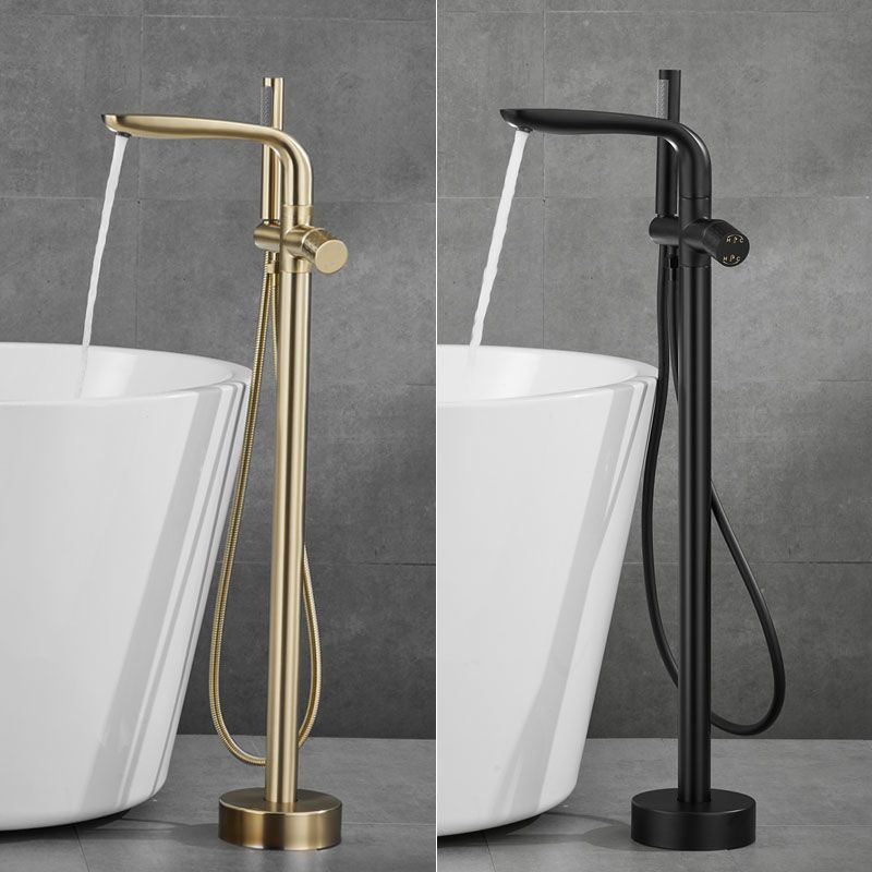 Contemporary Style Freestanding Faucet Copper Floor Mounted Freestanding Faucet Clearhalo 'Bathroom Remodel & Bathroom Fixtures' 'Bathtub Faucets' 'bathtub_faucets' 'Home Improvement' 'home_improvement' 'home_improvement_bathtub_faucets' 1200x1200_7a8ae00e-ef31-45e5-8ec7-a18c1f4bfa31