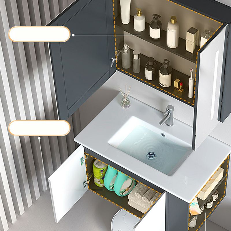 Trendy Bathroom Vanity Set 2 Doors Wall Mount Open Shelf Faucet Included Clearhalo 'Bathroom Remodel & Bathroom Fixtures' 'Bathroom Vanities' 'bathroom_vanities' 'Home Improvement' 'home_improvement' 'home_improvement_bathroom_vanities' 1200x1200_7a966b13-6323-4891-a865-f55d8205078d