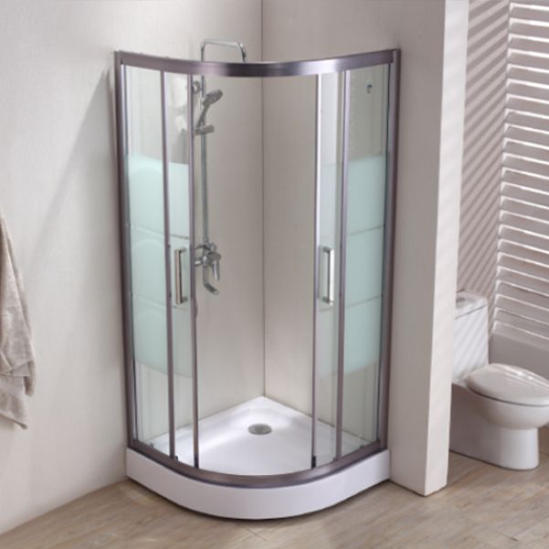 Round Shower Kit Double Sliding Tempered Glass Shower Enclosure Clearhalo 'Bathroom Remodel & Bathroom Fixtures' 'Home Improvement' 'home_improvement' 'home_improvement_shower_stalls_enclosures' 'Shower Stalls & Enclosures' 'shower_stalls_enclosures' 'Showers & Bathtubs' 1200x1200_7ac82417-ece4-4aed-b75d-1c57e17ec1ca