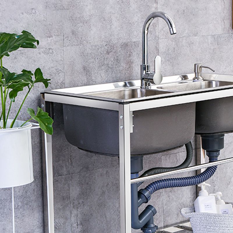 2-Bowl Sink Stainless Steel Kitchen Sink with Drain Assembly and Base Clearhalo 'Home Improvement' 'home_improvement' 'home_improvement_kitchen_sinks' 'Kitchen Remodel & Kitchen Fixtures' 'Kitchen Sinks & Faucet Components' 'Kitchen Sinks' 'kitchen_sinks' 1200x1200_7ae98ae8-677e-4955-a7d3-7e3ac564b46d