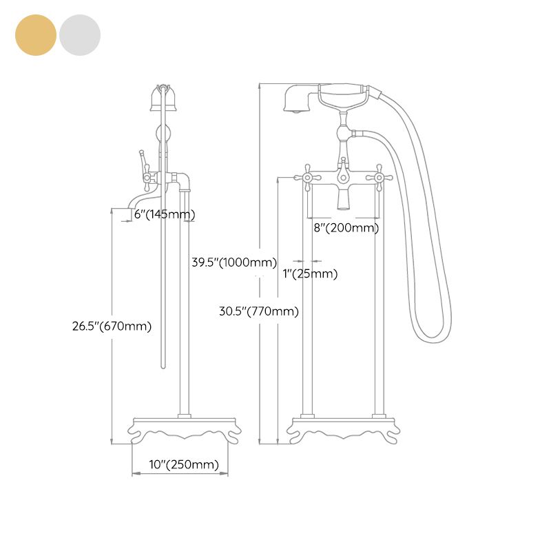 Traditional Floor Mounted Metal Freestanding Tub Filler Swivel Tub Filler Trim Clearhalo 'Bathroom Remodel & Bathroom Fixtures' 'Bathtub Faucets' 'bathtub_faucets' 'Home Improvement' 'home_improvement' 'home_improvement_bathtub_faucets' 1200x1200_7aec0bdd-afe1-4442-b091-45e1817b84a6
