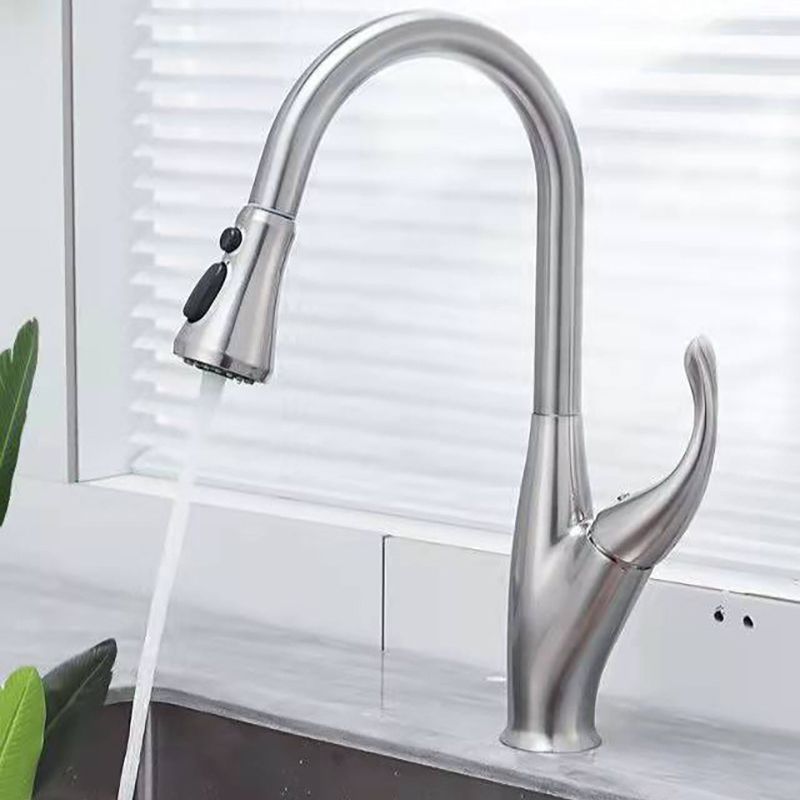Modern 1-Handle Faucet Black/Silver Copper with Pull out Sprayer Faucet Clearhalo 'Home Improvement' 'home_improvement' 'home_improvement_kitchen_faucets' 'Kitchen Faucets' 'Kitchen Remodel & Kitchen Fixtures' 'Kitchen Sinks & Faucet Components' 'kitchen_faucets' 1200x1200_7b0956a7-02aa-4eff-ad80-badadccb0eb4