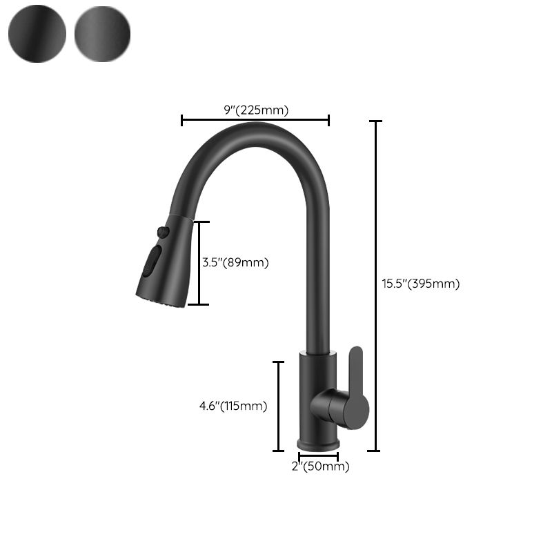 Contemporary 1-Handle Bar Faucet Pull down Sprayer Standard Kitchen Faucet Clearhalo 'Home Improvement' 'home_improvement' 'home_improvement_kitchen_faucets' 'Kitchen Faucets' 'Kitchen Remodel & Kitchen Fixtures' 'Kitchen Sinks & Faucet Components' 'kitchen_faucets' 1200x1200_7b1bfd74-f6e1-483b-b0a1-a8f4e7506ab5