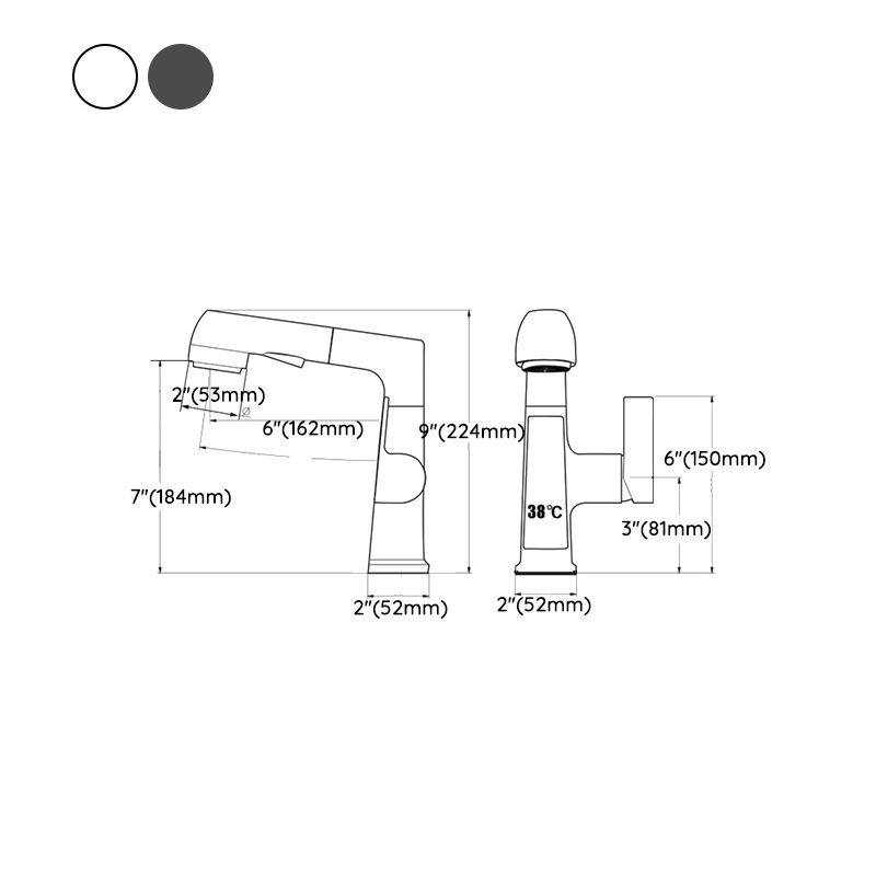 Modern Sink Faucet Pull-out Lever Handle Brass Faucet Bathroom Clearhalo 'Bathroom Remodel & Bathroom Fixtures' 'Bathroom Sink Faucets' 'Bathroom Sinks & Faucet Components' 'bathroom_sink_faucets' 'Home Improvement' 'home_improvement' 'home_improvement_bathroom_sink_faucets' 1200x1200_7b269e40-e737-4133-bd6e-39def815a0a8