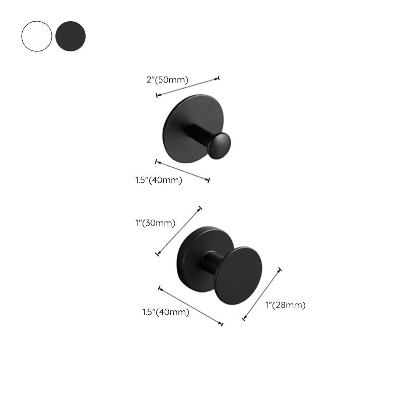 Modern 5-Piece Bathroom Accessory Set, Matte Black/White Robe Hooks Clearhalo 'Bathroom Hardware Sets' 'Bathroom Hardware' 'Bathroom Remodel & Bathroom Fixtures' 'bathroom_hardware_sets' 'Home Improvement' 'home_improvement' 'home_improvement_bathroom_hardware_sets' 1200x1200_7b450987-8c3d-4c96-b951-bc45421440e3