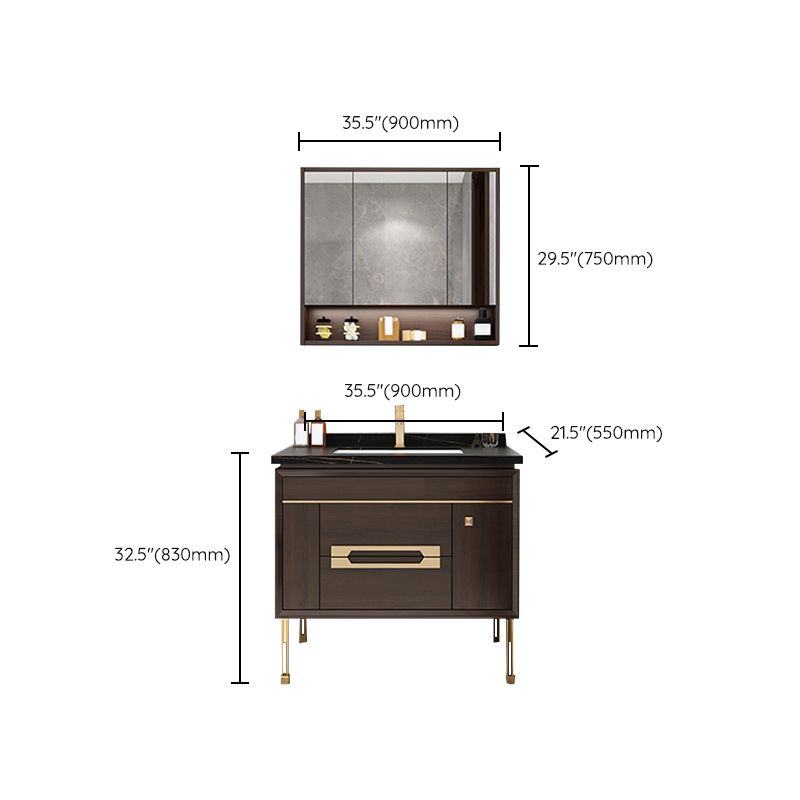 Freestanding Vanity Mirror Rectangle Single Sink Wood Frame Vanity Set with Drawers Clearhalo 'Bathroom Remodel & Bathroom Fixtures' 'Bathroom Vanities' 'bathroom_vanities' 'Home Improvement' 'home_improvement' 'home_improvement_bathroom_vanities' 1200x1200_7b4549b4-a7e8-4440-b94b-05cf3f95f3fc