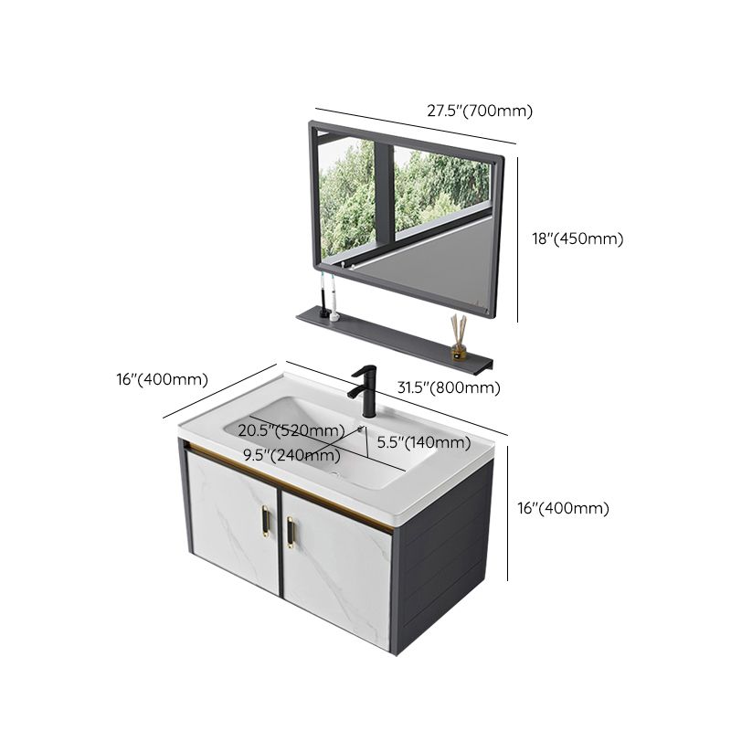 Sink Vanity Wall Mounted Mirror Drawers Ceramic Bathroom Vanity with Faucet Clearhalo 'Bathroom Remodel & Bathroom Fixtures' 'Bathroom Vanities' 'bathroom_vanities' 'Home Improvement' 'home_improvement' 'home_improvement_bathroom_vanities' 1200x1200_7b84b28c-4c11-49f3-9c43-055abb4373b1
