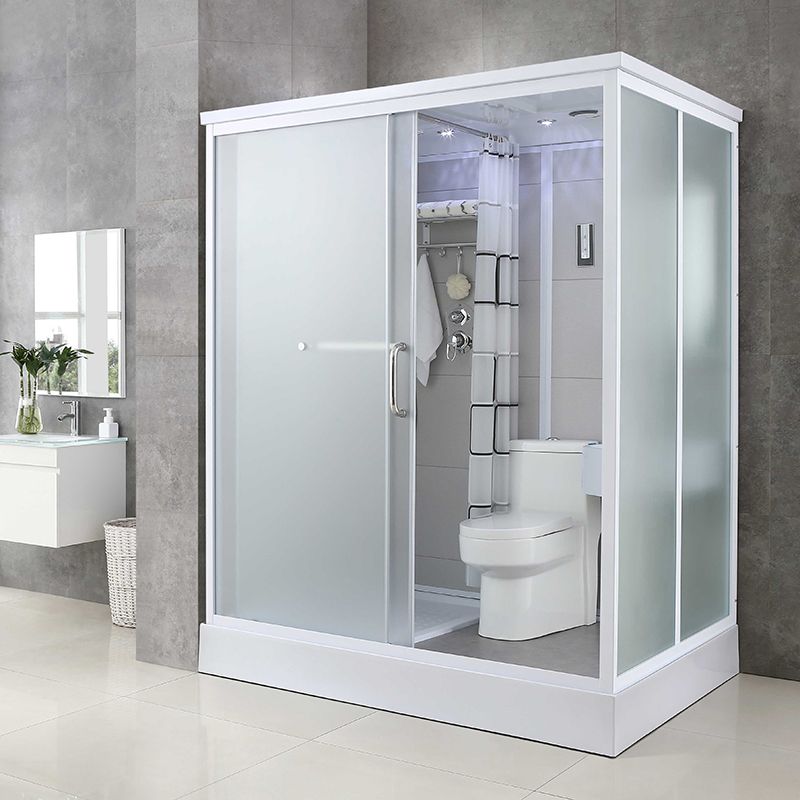 Single Sliding Rectangle Shower Kit Tempered Framed Shower Stall Clearhalo 'Bathroom Remodel & Bathroom Fixtures' 'Home Improvement' 'home_improvement' 'home_improvement_shower_stalls_enclosures' 'Shower Stalls & Enclosures' 'shower_stalls_enclosures' 'Showers & Bathtubs' 1200x1200_7b8fafc6-1b42-4a59-8896-51b83a5eb802