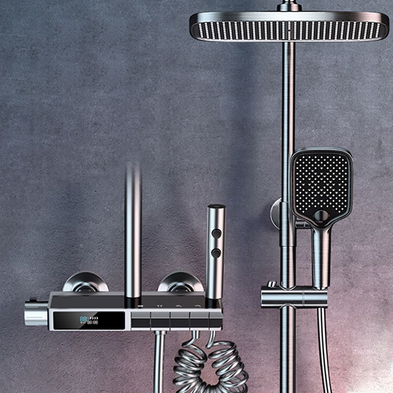 Grey Shower Set Piano Button Intelligent Digital Display Thermostatic Shower Shower Head Clearhalo 'Bathroom Remodel & Bathroom Fixtures' 'Home Improvement' 'home_improvement' 'home_improvement_shower_faucets' 'Shower Faucets & Systems' 'shower_faucets' 'Showers & Bathtubs Plumbing' 'Showers & Bathtubs' 1200x1200_7b96775c-3097-4bc0-8a83-89fcdd160fc7