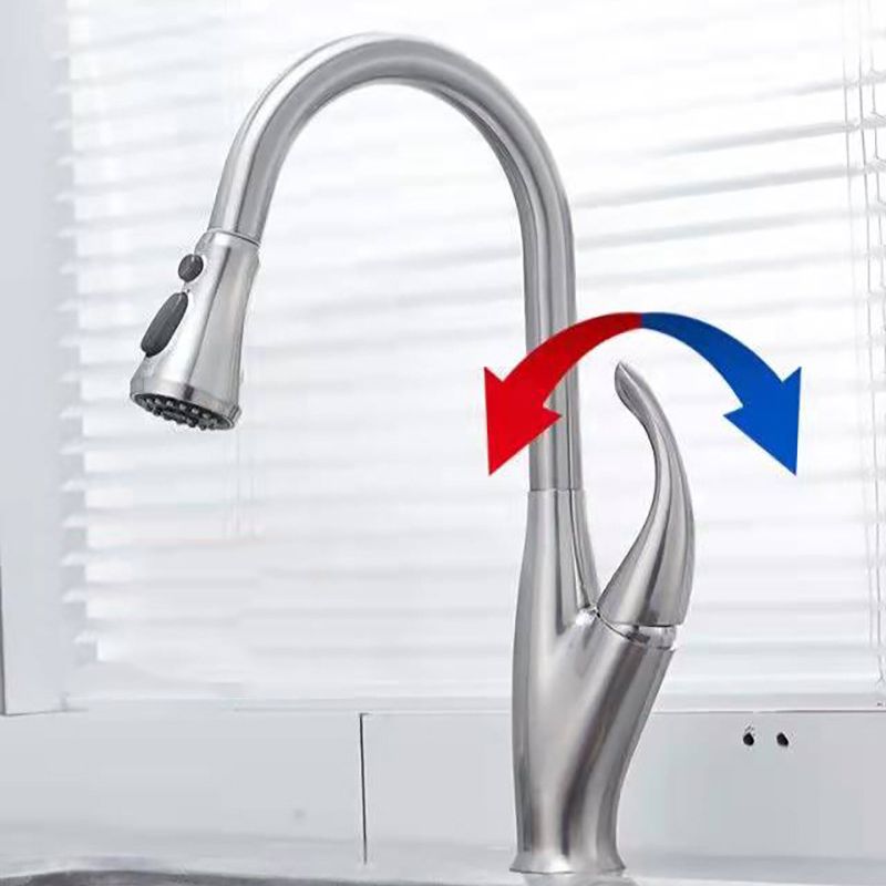 Modern 1-Handle Faucet Black/Silver Copper with Pull out Sprayer Faucet Clearhalo 'Home Improvement' 'home_improvement' 'home_improvement_kitchen_faucets' 'Kitchen Faucets' 'Kitchen Remodel & Kitchen Fixtures' 'Kitchen Sinks & Faucet Components' 'kitchen_faucets' 1200x1200_7ba4be61-2c7e-4587-b17c-aeec6cc43392