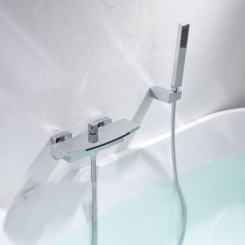 Modern Style Bathtub Faucet Waterfall Handle Style Bathroom Faucet Clearhalo 'Bathroom Remodel & Bathroom Fixtures' 'Bathtub Faucets' 'bathtub_faucets' 'Home Improvement' 'home_improvement' 'home_improvement_bathtub_faucets' 1200x1200_7bbda630-ed20-4595-b474-66d7db8eea99