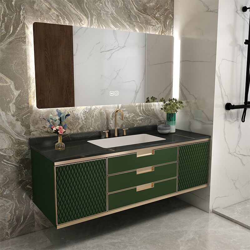 Gorgeous Green Sink Vanity Wall Mount Wooden Bathroom Vanity with Drawers Clearhalo 'Bathroom Remodel & Bathroom Fixtures' 'Bathroom Vanities' 'bathroom_vanities' 'Home Improvement' 'home_improvement' 'home_improvement_bathroom_vanities' 1200x1200_7bc7b31e-9325-4841-964f-b20f5d934e8c