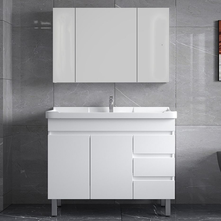 Ceramic Single Bathroom Vanity Modern White Rectangular Freestanding Vanity Set Clearhalo 'Bathroom Remodel & Bathroom Fixtures' 'Bathroom Vanities' 'bathroom_vanities' 'Home Improvement' 'home_improvement' 'home_improvement_bathroom_vanities' 1200x1200_7bc907ec-01ae-4d54-accf-464d1c78eb38