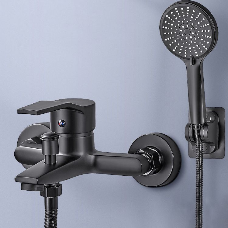 Wall Mount Fixed Bathtub Faucet Lever Handle with Hand Shower Clearhalo 'Bathroom Remodel & Bathroom Fixtures' 'Bathtub Faucets' 'bathtub_faucets' 'Home Improvement' 'home_improvement' 'home_improvement_bathtub_faucets' 1200x1200_7bd1636f-acde-4b08-9a80-bf531fffa213