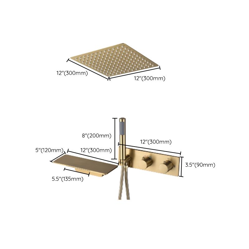 Modern Shower System Brass Temperature Control Fixed Shower Head Shower Combo Clearhalo 'Bathroom Remodel & Bathroom Fixtures' 'Home Improvement' 'home_improvement' 'home_improvement_shower_faucets' 'Shower Faucets & Systems' 'shower_faucets' 'Showers & Bathtubs Plumbing' 'Showers & Bathtubs' 1200x1200_7bde01ca-be7c-45d6-9524-cd4448596f48