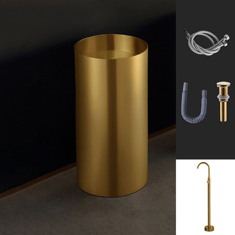 Modern Metal Bathroom Sink Round Bathroom Sink with Basin and Faucet Clearhalo 'Bathroom Remodel & Bathroom Fixtures' 'Bathroom Sinks & Faucet Components' 'Bathroom Sinks' 'bathroom_sink' 'Home Improvement' 'home_improvement' 'home_improvement_bathroom_sink' 1200x1200_7bfe7918-d13b-4404-bd38-e0384b22ee04