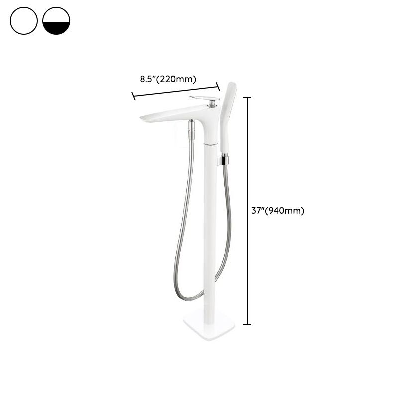 Modern Freestanding Tub Fillers Copper Floor Mounted with Handshower Bathtub Faucet Clearhalo 'Bathroom Remodel & Bathroom Fixtures' 'Bathtub Faucets' 'bathtub_faucets' 'Home Improvement' 'home_improvement' 'home_improvement_bathtub_faucets' 1200x1200_7c097415-27cd-4606-81ee-670a9be0fc35