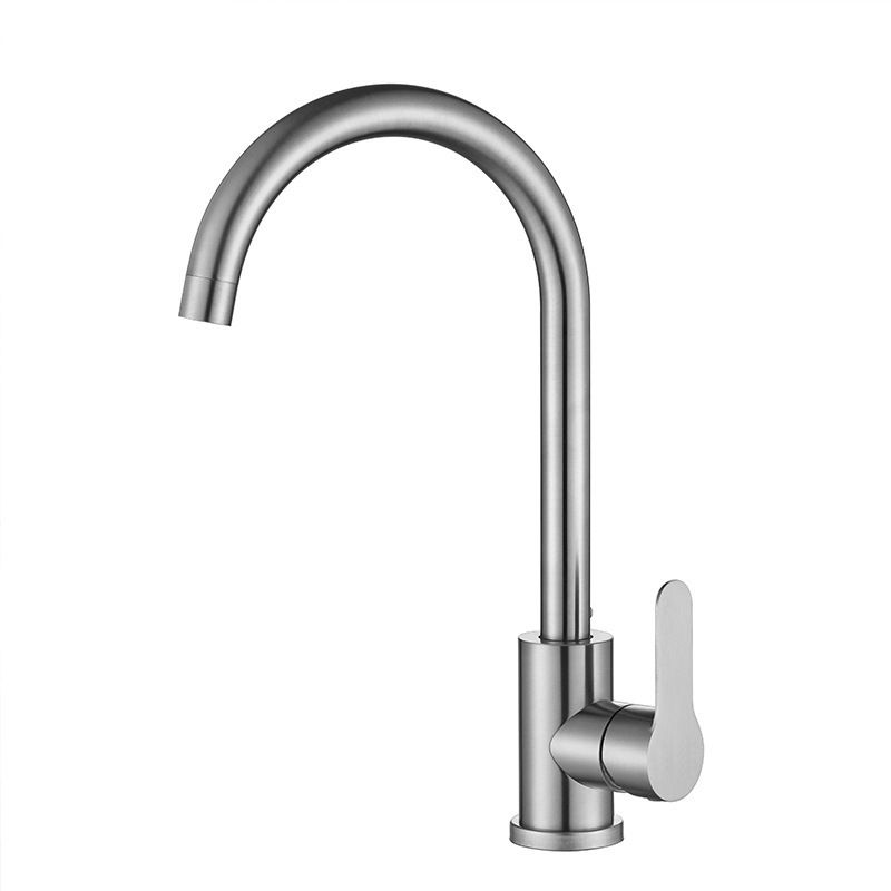 Modern 1-Handle Faucet 1-Hole Gooseneck Stainless Steel Touchless Faucet Clearhalo 'Home Improvement' 'home_improvement' 'home_improvement_kitchen_faucets' 'Kitchen Faucets' 'Kitchen Remodel & Kitchen Fixtures' 'Kitchen Sinks & Faucet Components' 'kitchen_faucets' 1200x1200_7c23f6ef-fa0d-4608-941d-b24bd6511f77