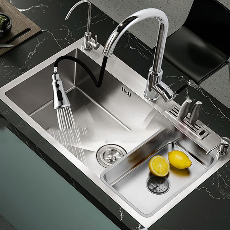 Soundproof Kitchen Sink Overflow Hole Design Stainless Steel Kitchen Sink with Faucet Clearhalo 'Home Improvement' 'home_improvement' 'home_improvement_kitchen_sinks' 'Kitchen Remodel & Kitchen Fixtures' 'Kitchen Sinks & Faucet Components' 'Kitchen Sinks' 'kitchen_sinks' 1200x1200_7c436bce-915b-4395-8b5b-c83541397970