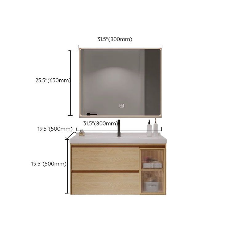 Wood Frame Bathroom Vanity Rectangular 2 Drawers Wall-Mounted Single Sink with Door Clearhalo 'Bathroom Remodel & Bathroom Fixtures' 'Bathroom Vanities' 'bathroom_vanities' 'Home Improvement' 'home_improvement' 'home_improvement_bathroom_vanities' 1200x1200_7c56a9f1-b531-4181-89ce-d1f5619d72f5