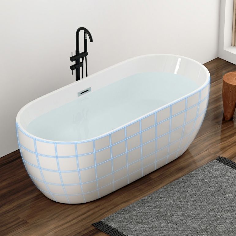 Oval Freestanding Modern Bath Acrylic Soaking White Center Bathtub Clearhalo 'Bathroom Remodel & Bathroom Fixtures' 'Bathtubs' 'Home Improvement' 'home_improvement' 'home_improvement_bathtubs' 'Showers & Bathtubs' 1200x1200_7c5af1ac-0d20-478e-a4cd-eed171871b9b