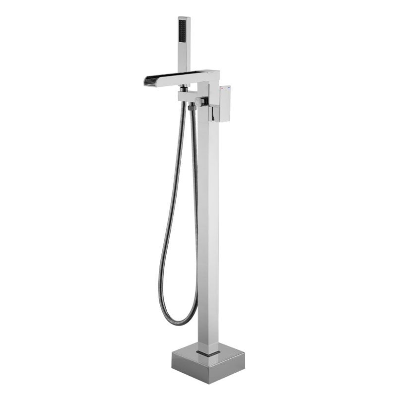 Modern Faucet Free Standing Rod Handle Tube Handheld Shower Head Bathtub Faucet Clearhalo 'Bathroom Remodel & Bathroom Fixtures' 'Bathtub Faucets' 'bathtub_faucets' 'Home Improvement' 'home_improvement' 'home_improvement_bathtub_faucets' 1200x1200_7c5ceb49-5f6d-4101-9b5c-ddf55715d15e
