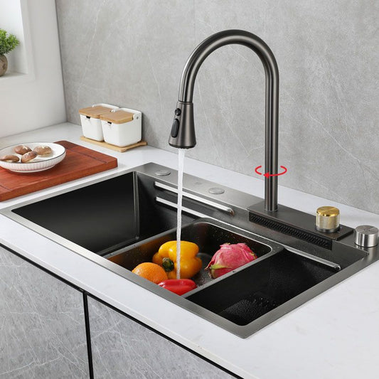 Modern Kitchen Sink Single Basin Kitchen Sink with Soundproofing Clearhalo 'Home Improvement' 'home_improvement' 'home_improvement_kitchen_sinks' 'Kitchen Remodel & Kitchen Fixtures' 'Kitchen Sinks & Faucet Components' 'Kitchen Sinks' 'kitchen_sinks' 1200x1200_7c9cad1d-0854-4060-989f-69fa2ec31ae6