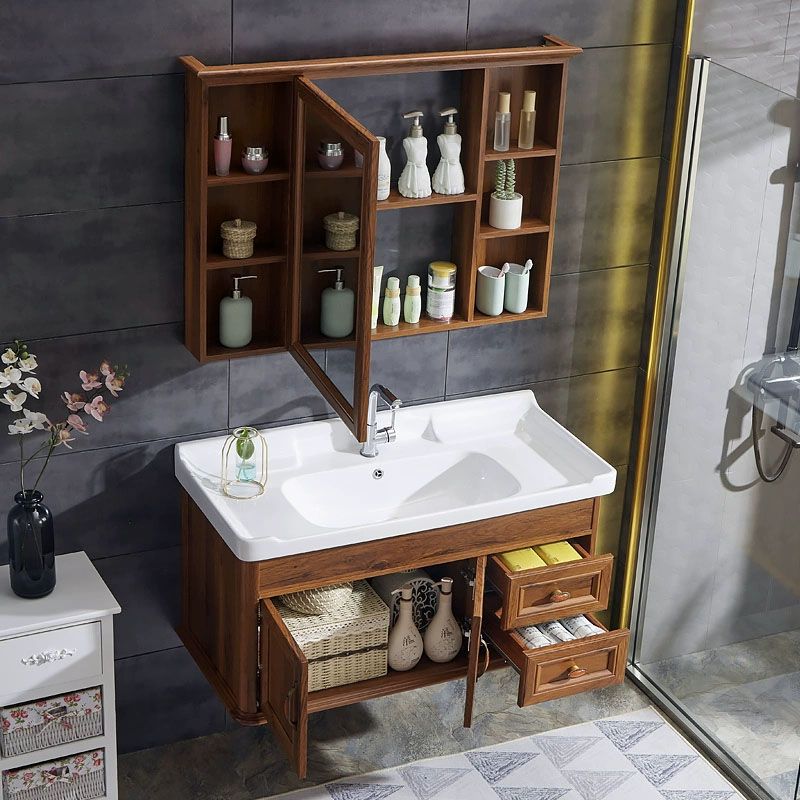 Wall Mount Mirror Included Sink Vanity with Sink for Bathroom Clearhalo 'Bathroom Remodel & Bathroom Fixtures' 'Bathroom Vanities' 'bathroom_vanities' 'Home Improvement' 'home_improvement' 'home_improvement_bathroom_vanities' 1200x1200_7ca45709-6d21-4a1d-a63a-49331160a2d0