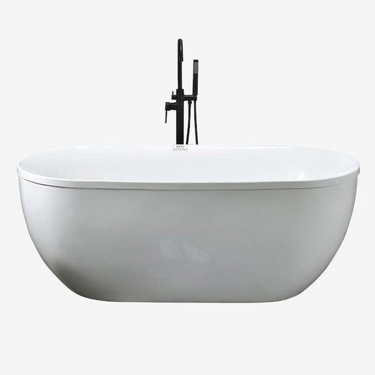 Stand Alone Bath White Acrylic Oval Modern Back to Wall Bathtub (Board not Included) Clearhalo 'Bathroom Remodel & Bathroom Fixtures' 'Bathtubs' 'Home Improvement' 'home_improvement' 'home_improvement_bathtubs' 'Showers & Bathtubs' 1200x1200_7ca7ce09-594c-48ec-b0b3-fb5b2cc48fc1