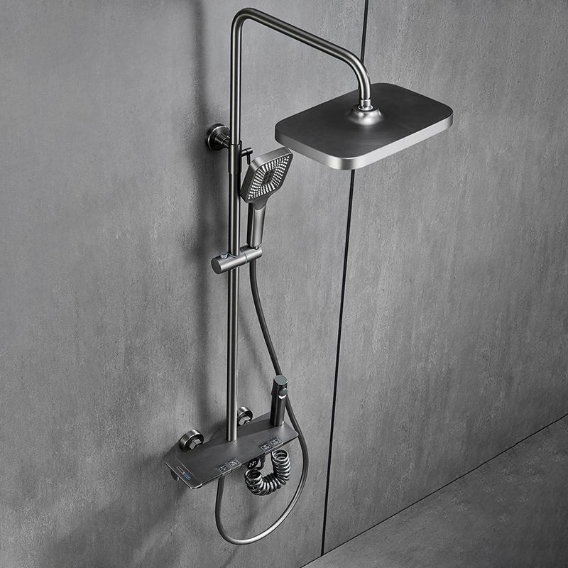 Modern Shower Set Brass Adjustable Shower Head Wall Mounted Shower Head Combo Clearhalo 'Bathroom Remodel & Bathroom Fixtures' 'Home Improvement' 'home_improvement' 'home_improvement_shower_faucets' 'Shower Faucets & Systems' 'shower_faucets' 'Showers & Bathtubs Plumbing' 'Showers & Bathtubs' 1200x1200_7cc0851d-fe3d-4ea6-8835-469b188599d8