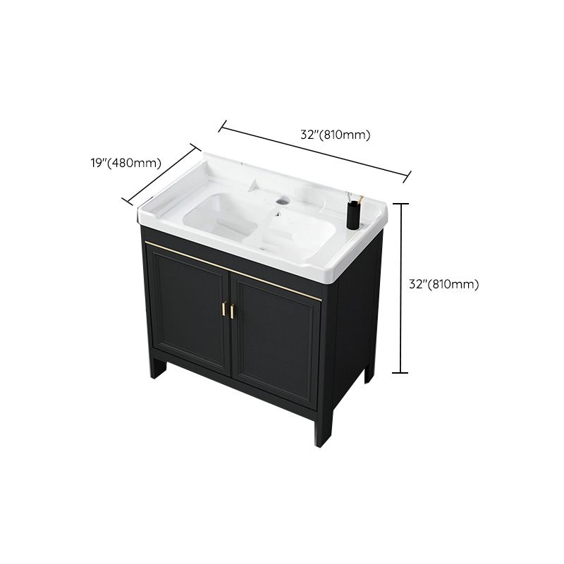 Modern Metal Sink Cabinet Mirror Wall-Mounted Bathroom Vanity Cabinet in Black Clearhalo 'Bathroom Remodel & Bathroom Fixtures' 'Bathroom Vanities' 'bathroom_vanities' 'Home Improvement' 'home_improvement' 'home_improvement_bathroom_vanities' 1200x1200_7cc63a33-1b9f-4c68-98ae-81c12acd2719