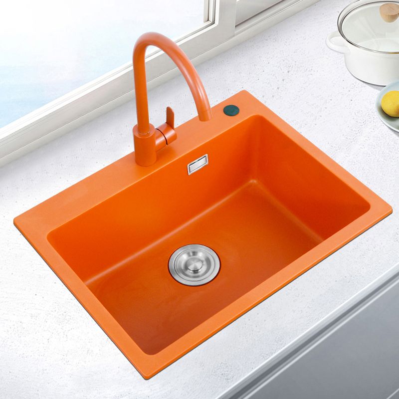 Single Bowl Kitchen Sink Quartz 2 Holes Kitchen Sink with Drain Strainer Kit Clearhalo 'Home Improvement' 'home_improvement' 'home_improvement_kitchen_sinks' 'Kitchen Remodel & Kitchen Fixtures' 'Kitchen Sinks & Faucet Components' 'Kitchen Sinks' 'kitchen_sinks' 1200x1200_7cd0fc94-0542-4a52-b8e3-50fee7b5d3af