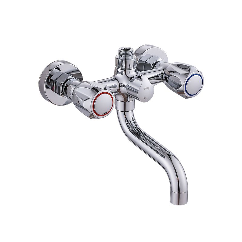 Chrome Bath Faucet Trim Wall Mounted Swivel Spout with Handheld Shower Clearhalo 'Bathroom Remodel & Bathroom Fixtures' 'Bathtub Faucets' 'bathtub_faucets' 'Home Improvement' 'home_improvement' 'home_improvement_bathtub_faucets' 1200x1200_7cd23ba2-43e5-40c7-aba6-74f0765c601c