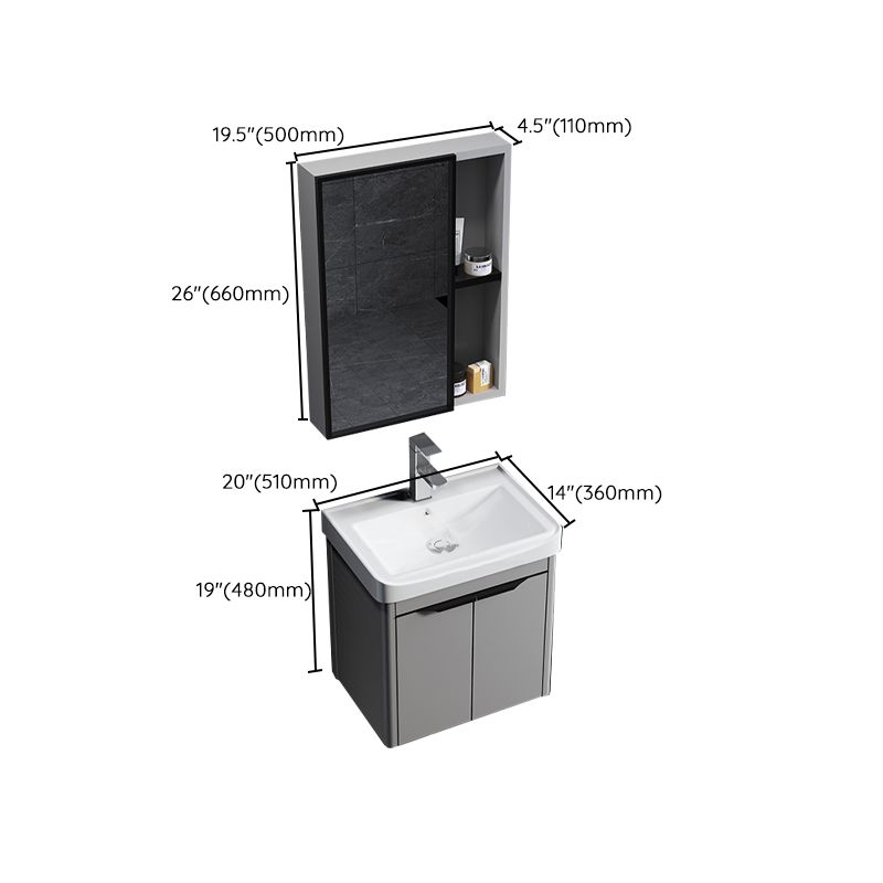 Single Sink Modern Bathroom Vanity Gray Metal Frame Rectangular Vanity Set Clearhalo 'Bathroom Remodel & Bathroom Fixtures' 'Bathroom Vanities' 'bathroom_vanities' 'Home Improvement' 'home_improvement' 'home_improvement_bathroom_vanities' 1200x1200_7ce05236-fb10-4b20-ae5c-3cb3972a536d