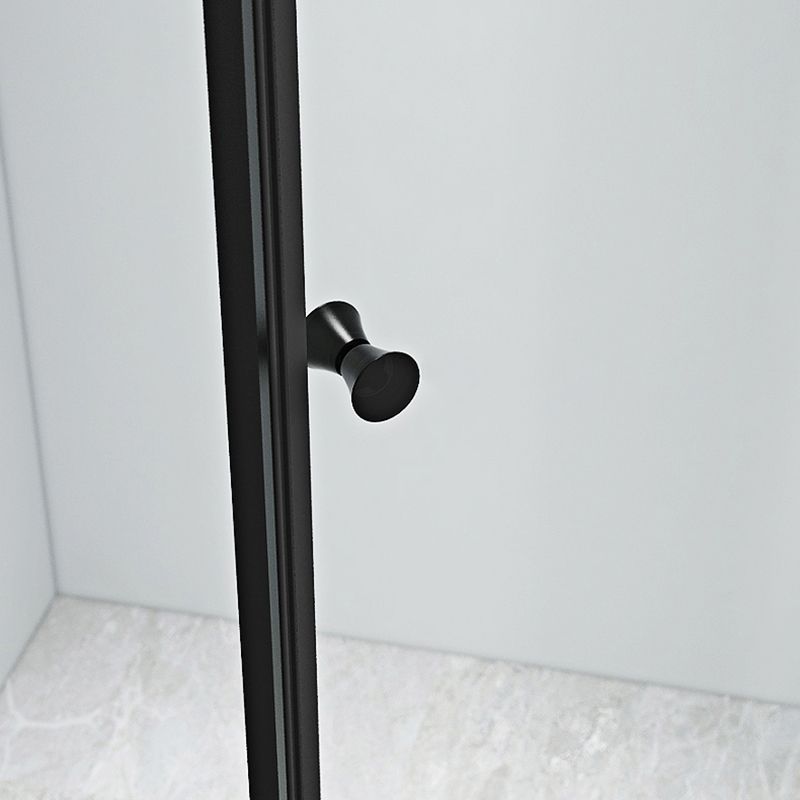Black Framed Shower Enclosure Corner Single Sliding Shower Stall With Door Handles Clearhalo 'Bathroom Remodel & Bathroom Fixtures' 'Home Improvement' 'home_improvement' 'home_improvement_shower_stalls_enclosures' 'Shower Stalls & Enclosures' 'shower_stalls_enclosures' 'Showers & Bathtubs' 1200x1200_7ce73a53-9005-432f-9d49-8e1d0796a309