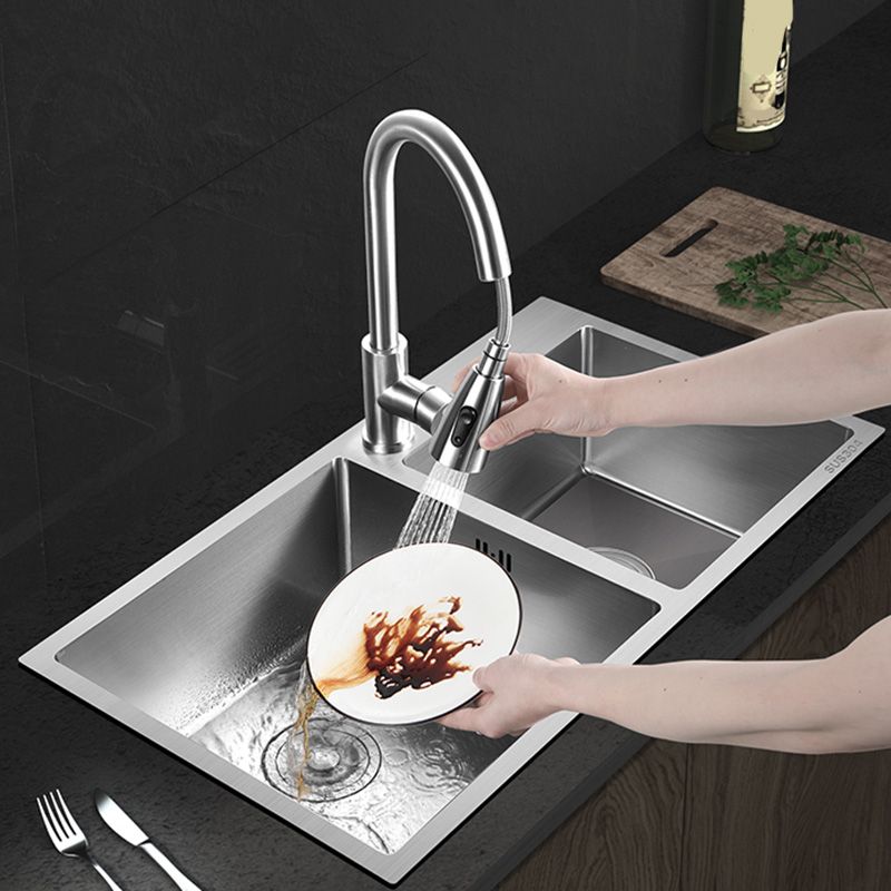 Contemporary Stainless Steel Kitchen Sink Double Basin Sink with Drain Assembly Clearhalo 'Home Improvement' 'home_improvement' 'home_improvement_kitchen_sinks' 'Kitchen Remodel & Kitchen Fixtures' 'Kitchen Sinks & Faucet Components' 'Kitchen Sinks' 'kitchen_sinks' 1200x1200_7d167926-705b-426c-b78d-2c2df82f7978