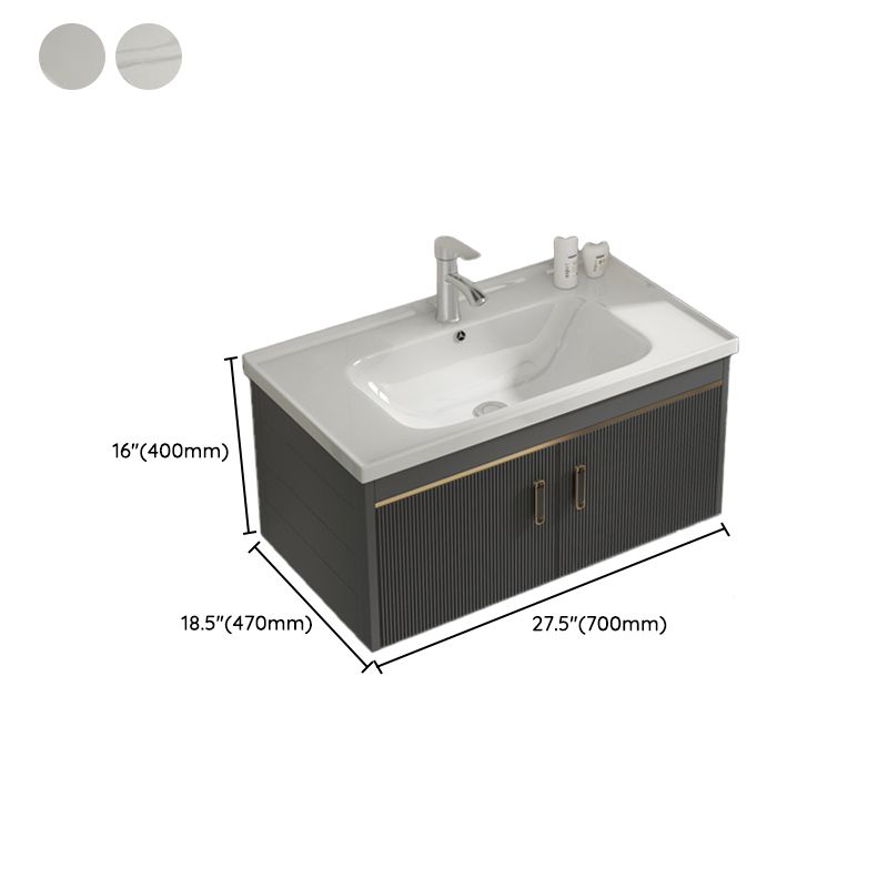 Glam Vanity Single Sink Wall Mounted 2 Doors Metal Frame Rectangular Vanity with Mirror Clearhalo 'Bathroom Remodel & Bathroom Fixtures' 'Bathroom Vanities' 'bathroom_vanities' 'Home Improvement' 'home_improvement' 'home_improvement_bathroom_vanities' 1200x1200_7d29b478-47f5-404a-968e-6325cc9476d9