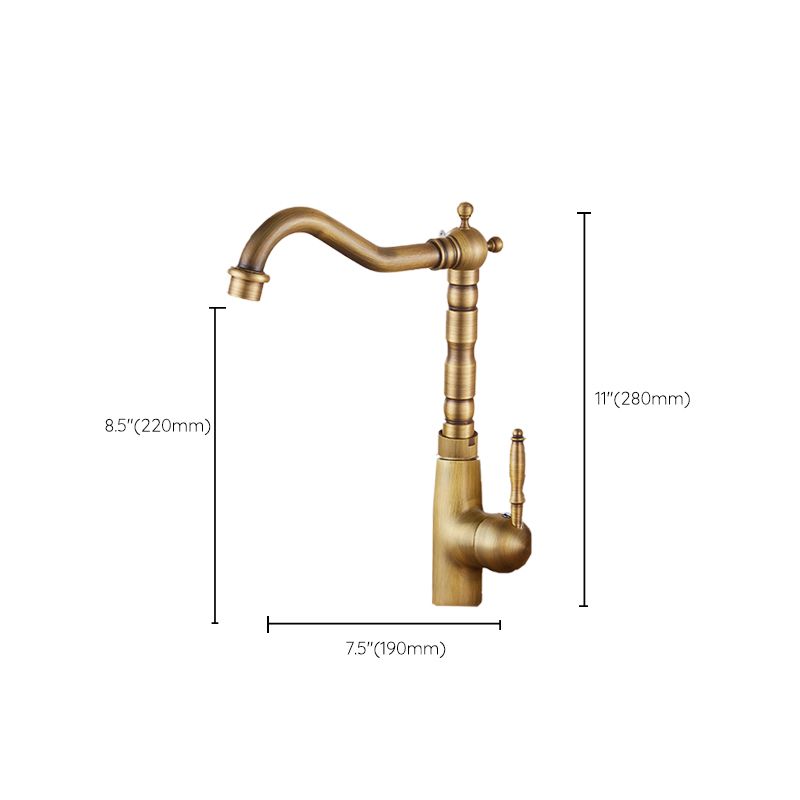 Traditional Standard Bar Faucet 1-Handle Kitchen Faucet in Gold Clearhalo 'Home Improvement' 'home_improvement' 'home_improvement_kitchen_faucets' 'Kitchen Faucets' 'Kitchen Remodel & Kitchen Fixtures' 'Kitchen Sinks & Faucet Components' 'kitchen_faucets' 1200x1200_7d4b276d-d88c-41ff-afa2-7c5b4dcc4319